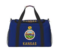 Kansas State Flag print Weekender Overnight Carry On Bag Gym Luggage Bag Duffel Bag for Travel Women, Black, One Size