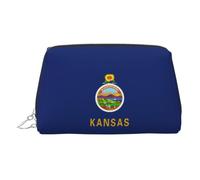 Kansas State Flag Print Women Makeup Bag Cosmetic Travel Vanity Pouch Toiletry Everyday Essential Organizer