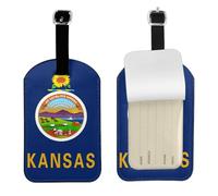 Kansas State Flag Printed Leather Luggage Tag, Durable Baggage Identifier, Soft PU ID Label, for Business Travel