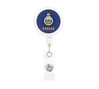 Kansas State Flag Retractable Badge Holder. Stylish Full-Width Print, Suitable for Offices, Schools, Hospitals, etc.