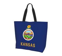 Kansas State Flag Shoulder Bag,Large Capacity Reusable Grocery Shopping Bag,Women'S Ultra-Light Handbag Tote Travel