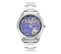 Kansas State Flag Simple Stainless Watch Fashion Designer Wristwatch Easy Reader Analog Watches Gifts for Men