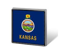 Kansas State Flag Square Badge Pin Metal Memorial Brooch Button Lapel Pins for Backpack Wedding
