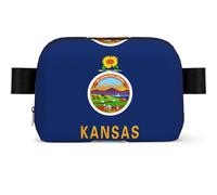 Kansas State Flag Square-Shaped Waist Bag with Durable Polyester and Adjustable Strap for Unisex Use