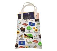 Kansas Tote Bag Sunflower State Vacation Lover Reusable Shopping Bag KS Travel Gift for BFF Mom Dad (Kansas)