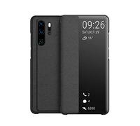 KANSi compatible for Huawei P30 Pro Case, Smart View Flip PU Leather Case Cover + Screen protector - Black