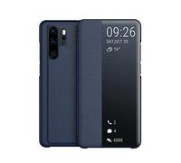 KANSi compatible for Huawei P30 Pro Case, Smart View Flip PU Leather Case Cover + Screen protector - Navy