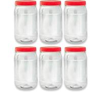 KANSY Plastic Storage Containers Round Clear Spice Jars With Screw Top Lids, Airtight Bpa Free Plastic Mason Jars For Kitchen Pantry, Jam Jars For Crafts And Hardware (6x 1500ml)