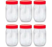 KANSY Plastic Storage Containers Round Clear Spice Jars With Screw Top Lids, Airtight Bpa Free Plastic Mason Jars For Kitchen Pantry, Jam Jars For Crafts And Hardware (6x 300ml)