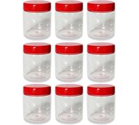 KANSY Plastic Storage Containers Round Clear Spice Jars With Screw Top Lids, Airtight Bpa Free Plastic Mason Jars For Kitchen Pantry, Jam Jars For Crafts And Hardware (9x 250ml)