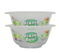 KANSY Round Plastic Mixing Bowls - Set of Small Medium Large, Clear Salad Pasta Vegetable Washer & Food Mixer, Easy to Clean Reusable Tableware Dish for Party Cooking Baking Cereal (2, 25cm)