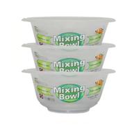 KANSY Round Plastic Mixing Bowls - Set of Small Medium Large, Clear Salad Pasta Vegetable Washer & Food Mixer, Easy to Clean Reusable Tableware Dish for Party Cooking Baking Cereal (3, 20cm)