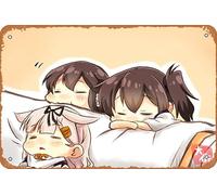 Kantai Collection, Akagi, Kaga, Yuudachi Anime Poster Home Wall Art Decoration Retro Metal Tin Sign 8x12 inch