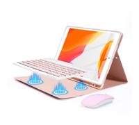 kantaj for iPad 10.2" 9th 8th 7th Generation Case Keyboard and Mouse, 10.2 inch Wireless Bluetooth Keyboard Case with Pencil Holder for iPad Air 10.5"(3rd Gen)/iPad Pro 10.5 inch, Pink