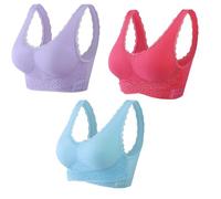 Kantamon Bra, Kantamon Buckle Bra Comfy Corset Bra Front Cross Side Buckle Lace Bras (3PCS-B,Medium)