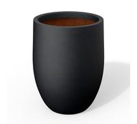 Kante 11.8 Inch Tall Concrete Planter, Large Indoor Outdoor Plant Pot with Drainage, Smooth Black Finish with Warm Brown Interior, Ideal for Porch, Home, Garden, Patio