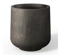 Kante 15.3" Dia Round Concrete Planter, Outdoor Indoor Large Plant Pots Containers with Drainage Hole and Rubber Plug for Home Garden Patio, Oil Rubbed Bronze
