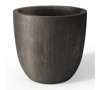 Kante 18 Inch Dia Round Concrete Planter, Indoor Outdoor Large Plant Pot with Drainage Hole and Rubber Plug for Home Patio Garden, Oil Rubbed Bronze