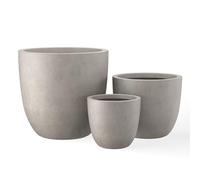Kante Planter, Fiberglass, Weathered Concrete, 18" W + 14" W + 10" W