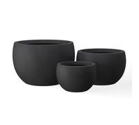 Kante Round Concrete Planter, Black, 19.9" D +15.7" D+ 11.8" D