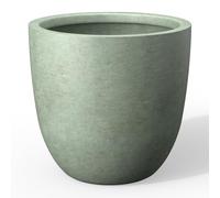 Kante Round Concrete Planter, Mint Green, 14" W | Rubber Plug for Indoor, Drainage for Garden, All-Weather Cement Flower Pot, Handcrafted, Anti-Frost & UV, Modern Home Decor