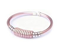 KANTIPUR Bohemian Copper Bangle, Adjustable Copper bracelets for Men and Women Healing Cuff Handmade In Nepal, Plain round, Braided in the middle. (Bohemian Braid)