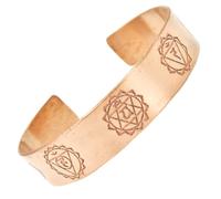 KANTIPUR Seven Chakras Pure Copper Bracelet, 99.9% Solid Himalayan Copper Cuff, Adjustable Unisex Bangle, Engraved, Handmade in Nepal, for Meditation and Energy Balance