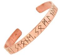 KANTIPUR Viking Bracelet, Norse Runes Pure Copper Bangle Adjustable Cuff for men and women Handmade in Nepal, Motivational Quote, Cute Hippie Boho Jewellery