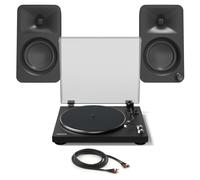 Kanto OBI3 Turntable with Kanto Ora Speakers Matte Black