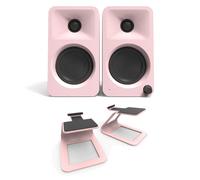 Kanto ORA 100W Powered Reference Desktop Speakers with Bluetooth & SE2 Speaker Stands Package Pink