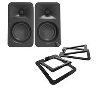 Kanto Ora Desktop Speakers with S2 Tilted Speaker Stands Black
