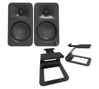 Kanto Ora Desktop Speakers with SE2 Elevated Desktop Speaker Stands Black