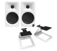 Kanto Ora Desktop Speakers with SE2 Elevated Desktop Speaker Stands White