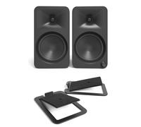 Kanto ORA4 140W Powered Reference Desktop Speakers with Bluetooth & S4 Tilted Speaker Stands Black