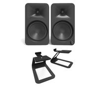 Kanto ORA4 140W Powered Reference Desktop Speakers with Bluetooth & SE4 Elevated Speaker Stands Black