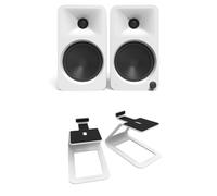 Kanto ORA4 140W Powered Reference Desktop Speakers with Bluetooth & SE4 Elevated Speaker Stands White