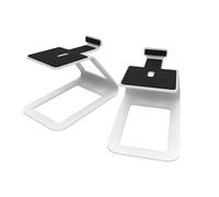 Kanto SE4 Elevated Desktop Speaker Stands for Medium Bookshelf Speakers & Mid-Size 3”-4” Studio Monitors | 5.6” Tall | Supports 9 lbs | Damping 2.0 mm Silicone Padding | ¼”-20 Mounting | White | Pair