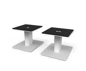Kanto SP6HDW Desktop Speaker Stands for Medium/Large Bookshelf Speakers & Mid-Size/Full-Size 4"-7" Studio Monitors | 6" Tall | Rotating Top Plate | Hidden Cables | ¼"-20 Mounting | Pair | White