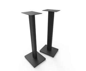 Kanto ST28 Universal Shelf Speaker Brackets up to 30 lbs | Improved Sound | Hidden Cable Management | Timeless Design | Pair | Black Steel with Black MDF Base (2 Pack)