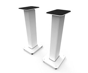 Kanto SX26W Universal Fillable Speaker Floor Stands for Bookshelf Speakers | 26" Tall | Adjustable Isolation Feet | Dedicated Cable Channel | Two Sizes Top Plate | Fill Bags Incl. | White | Pair