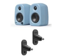 Kanto UKI 100W Bluetooth Desktop Speakers With SPW3 Universal Speaker Wall Mount Blue