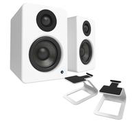 Kanto YU2 Powered Desktop Speakers with SE2 Elevated Speaker Stands Matte White
