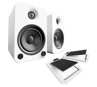 Kanto YU4 Powered Bookshelf Speakers with S4 Tilted Stands White