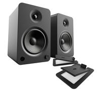 Kanto YU6 Powered Bookshelf Speakers with S6 Tilted Stands Black