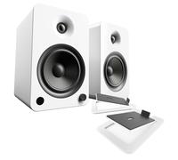 Kanto YU6 Powered Bookshelf Speakers with S6 Tilted Stands White