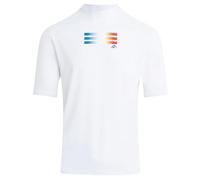 Kanu Surf Men's Mercury UPF 50+ Short Sleeve Sun Protective Rashguard Swim Shirt, Linear White, Medium