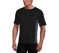 Kanu Surf Men's Short Sleeve UPF 50 Swim Shirt Rash Guard Sun Shirt (Regular & Extended Sizes), Black/Charcoal, XXL