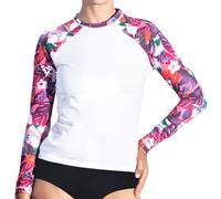 Kanu Surf Women's Keri Long-Sleeve UPF 50+ Rashguard Rash Guard Shirt, Eden White/Pink, Large
