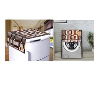 KANUSHI Industries® Front Load Automatic Washing Machine Cover (Brown) (Suitable for 6 Kg, 6.5 kg, 7 kg, 7.5 kg) + 1 Pc Fridge Covers/Refrigerator Cover (Copy-FRI+WASMAC-Front-Brown-Box)