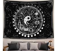 Kanuyee Twelve Constellation Tapestry,Black and White ，Sun and Moon ，Yin and Yang Tapestry Mystic Wall Hanging Tapestry for Home Decor (60"x80")